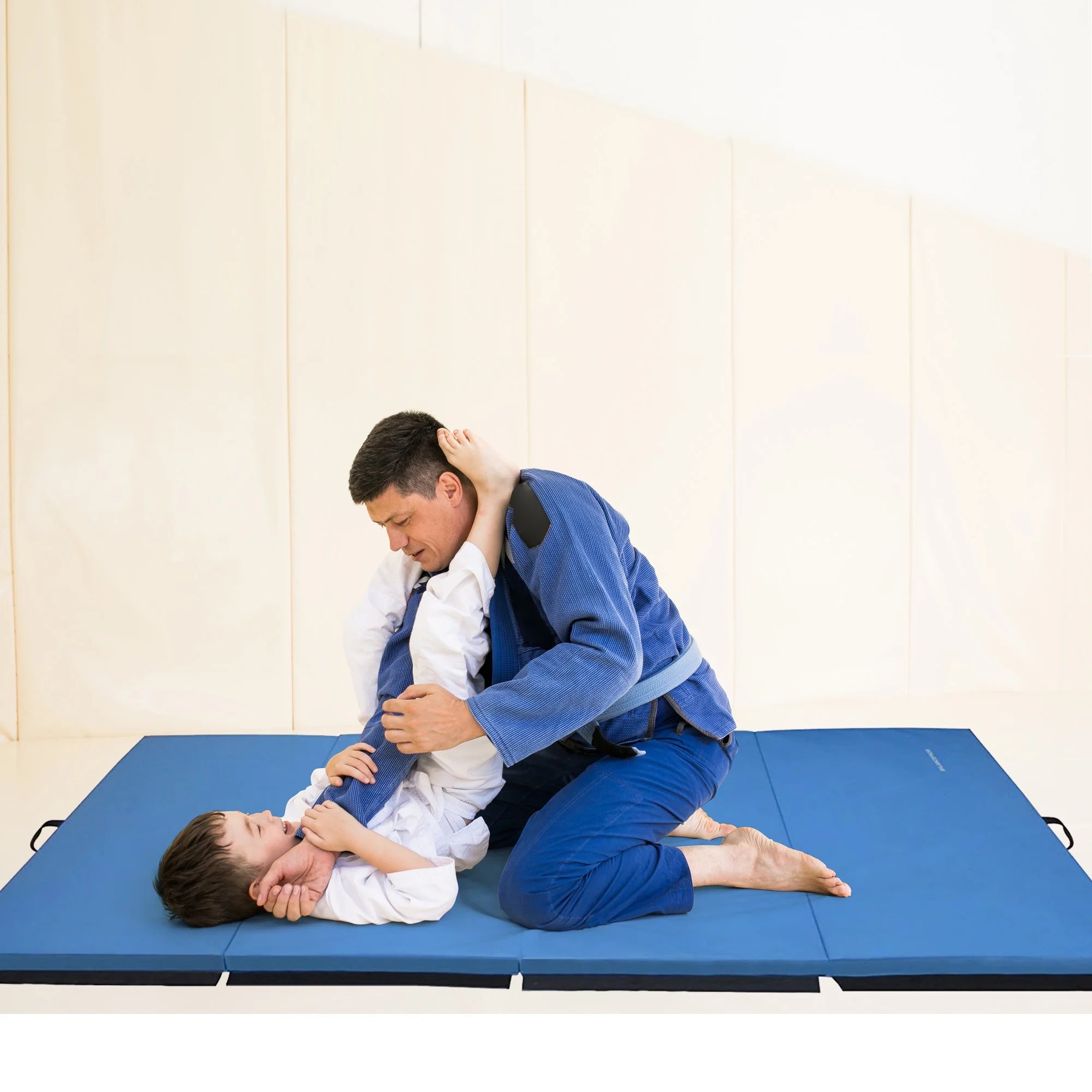 10Ft X 4Ft X 2In 4-Panel All-Purpose Folding Gymnastics Mat, Blue