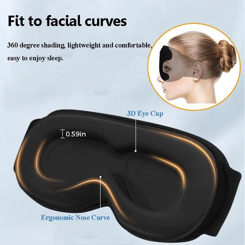 3D Wireless Sleeping Headphones Blindfold Soft Washable Bluetooth5.4 Music Headset Eyemask Handsfree Call Earphones Adjustable