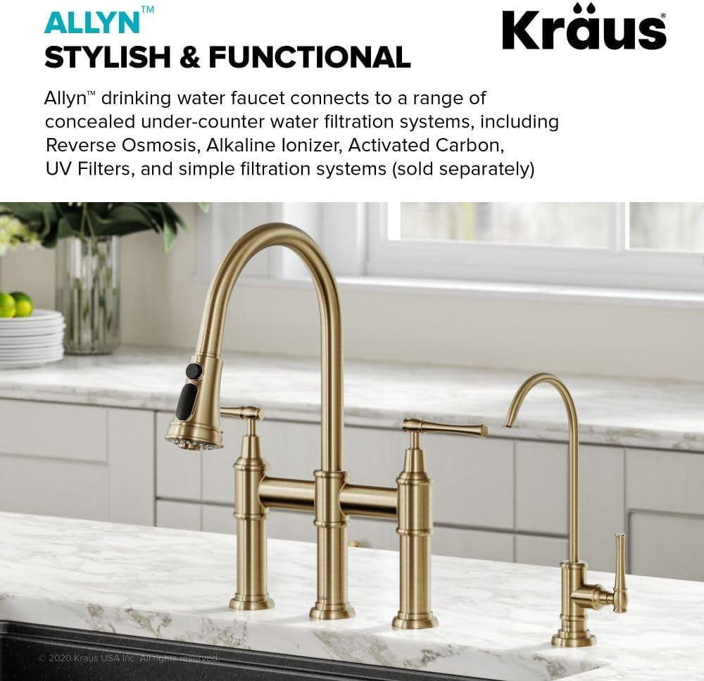 Allyn 100% Lead-Free Kitchen Water Filter Faucet in Brushed Gold, FF-102BG