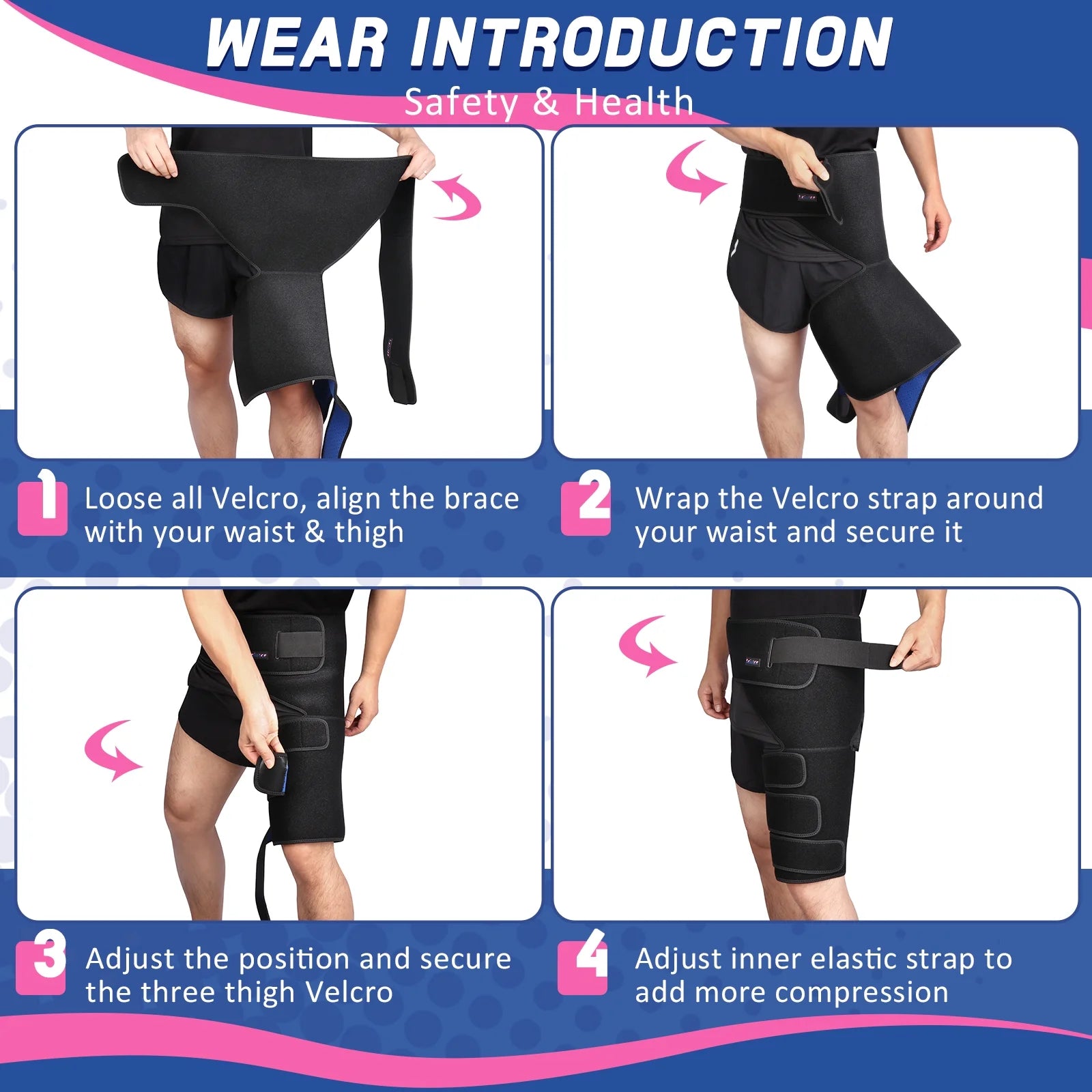 Adjustable Hip Braces,Groin Braces, Sciatica Pain Relief,One Size (Left), 1 Count