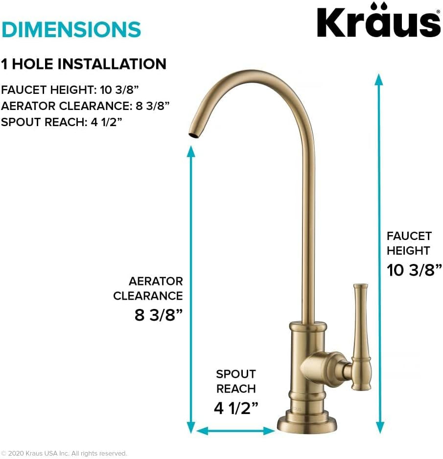 Allyn 100% Lead-Free Kitchen Water Filter Faucet in Brushed Gold, FF-102BG